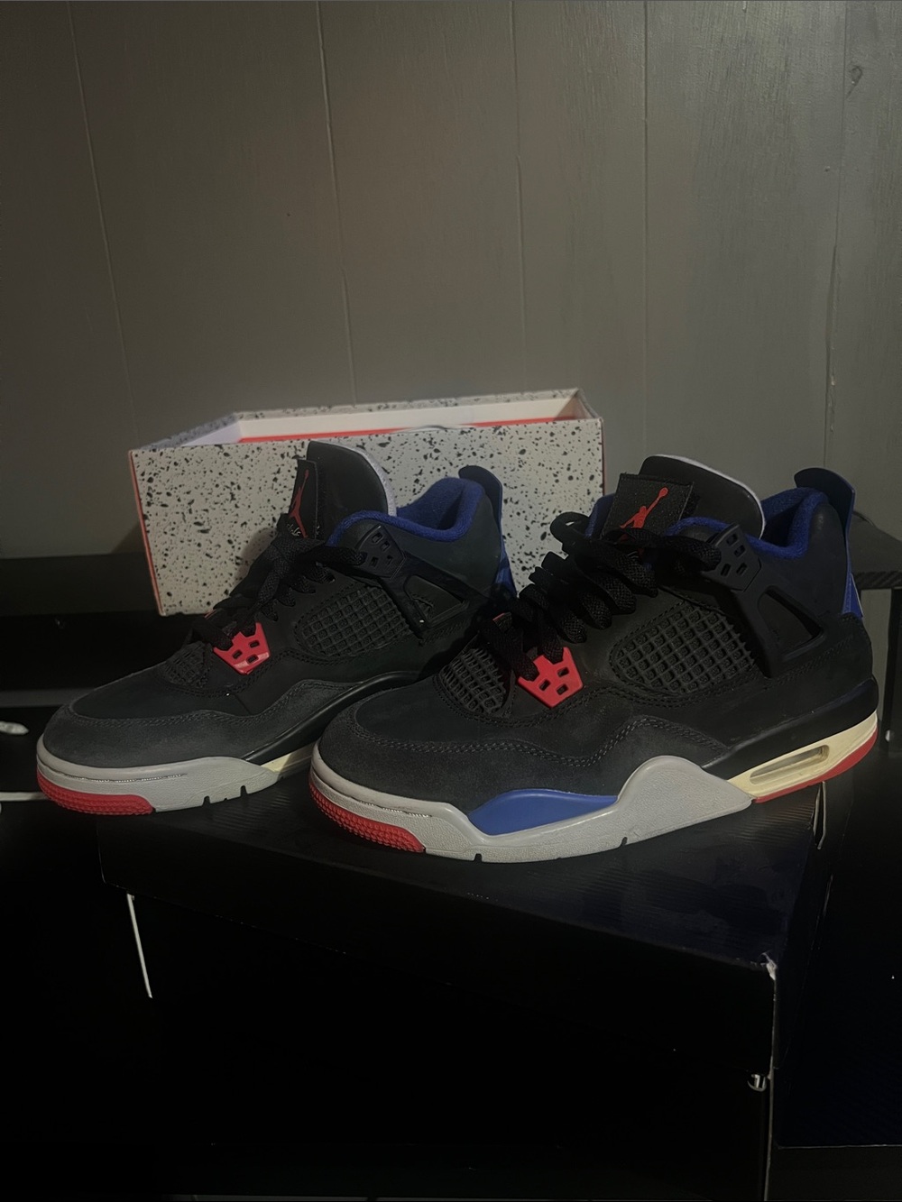 Jordan Kids Black Sneakers with Blue & Red Accents - Picture 3 of 3